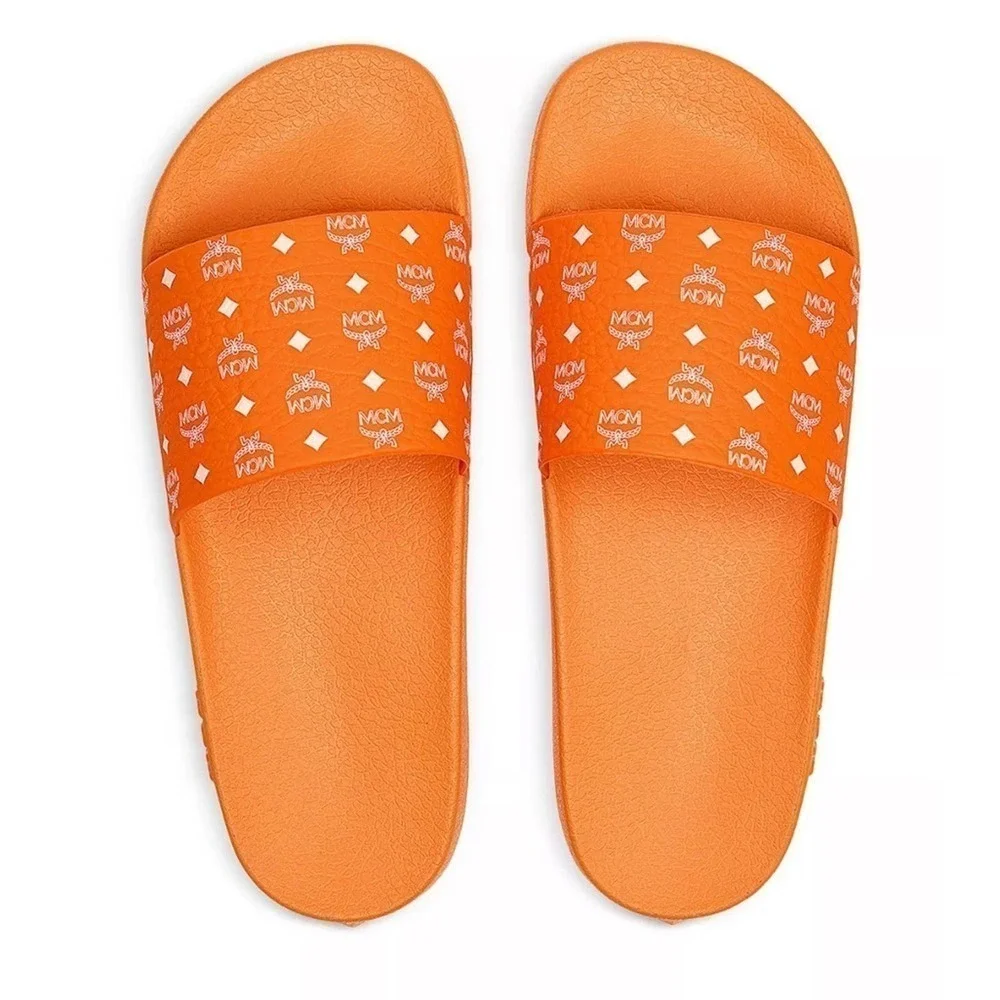 MCM Orange Slides, mens size 10